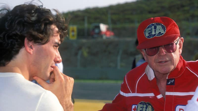 Ayrton Senna and Professor Sid Watkins before the 1990 Spanish Grand Prix at Jerez. Photo: Grand Prix Photo