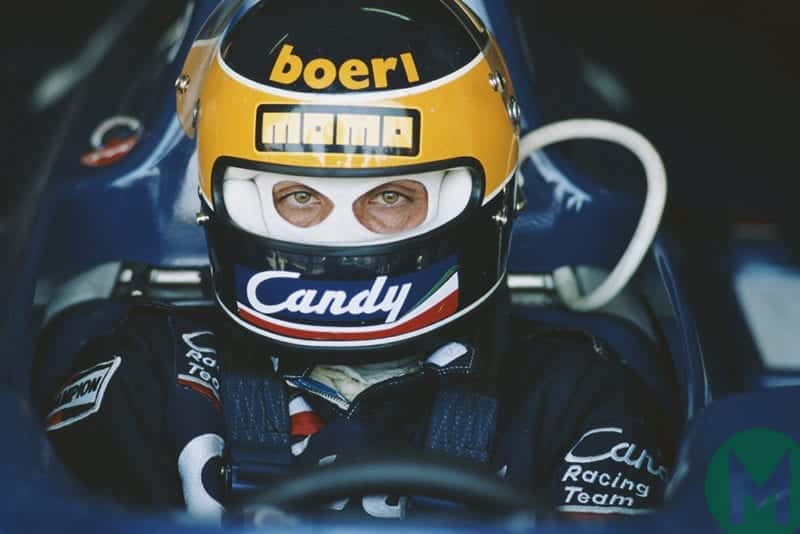 Michele Alboreto sits in his Tyrrell in 1981 Italian GP