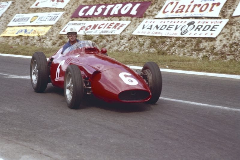 Harry Schell in the Maserati 250F at the 1957 French Grand Prix, Rouen.