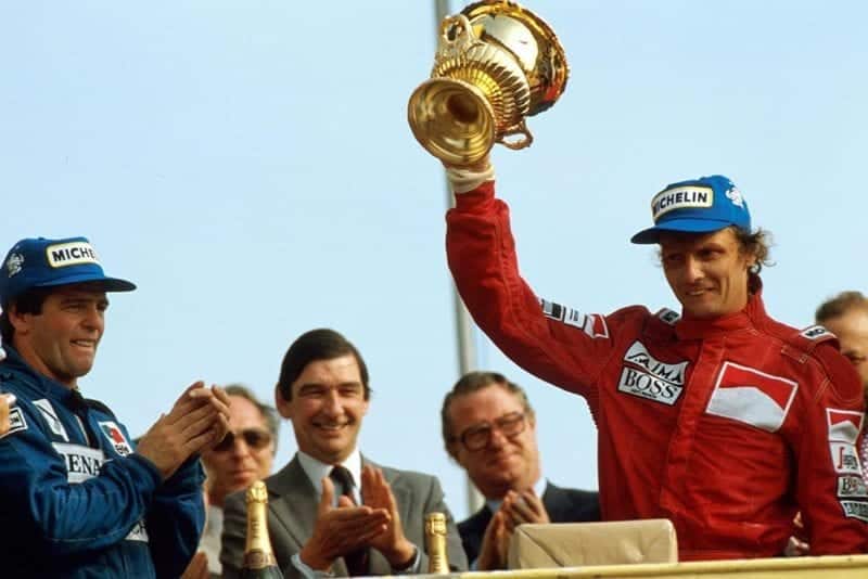Niki Lauda on the podium.