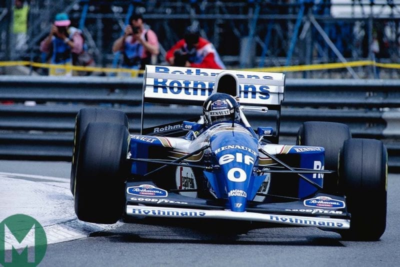 Damon Hill drives his Williams-Renault through chicane at 1994 Monaco GP