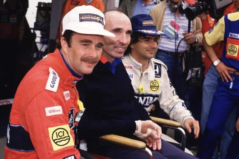 Nigel Mansell, Nelson Piquet and Frank Williams 1986