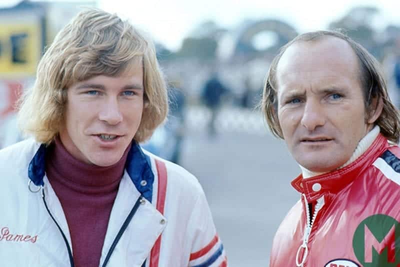 James Hunt and Mike Hailwood at 1974 British Grand Prix