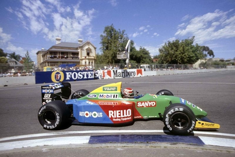 Nelson Piquet wins the 1990 Australian Grand Prix for Benetton-Ford