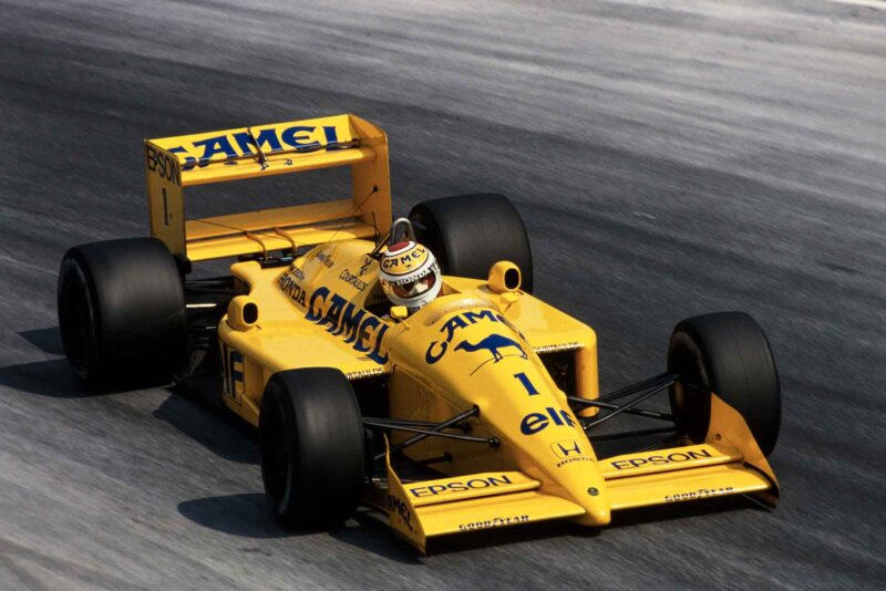 Nelson Piquet in his Lotus-Honda at 1988 Italian Grand Prix