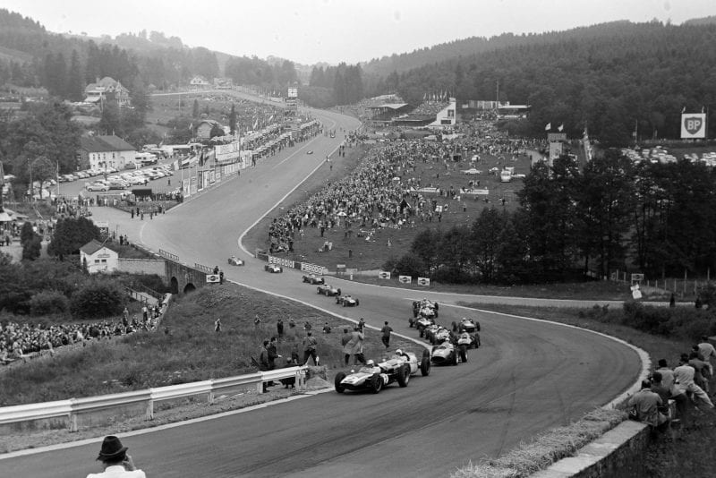 Brabham heads the field at the start