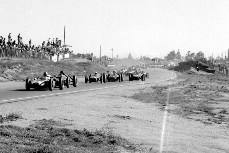 Jack Brabham leads the field at the start