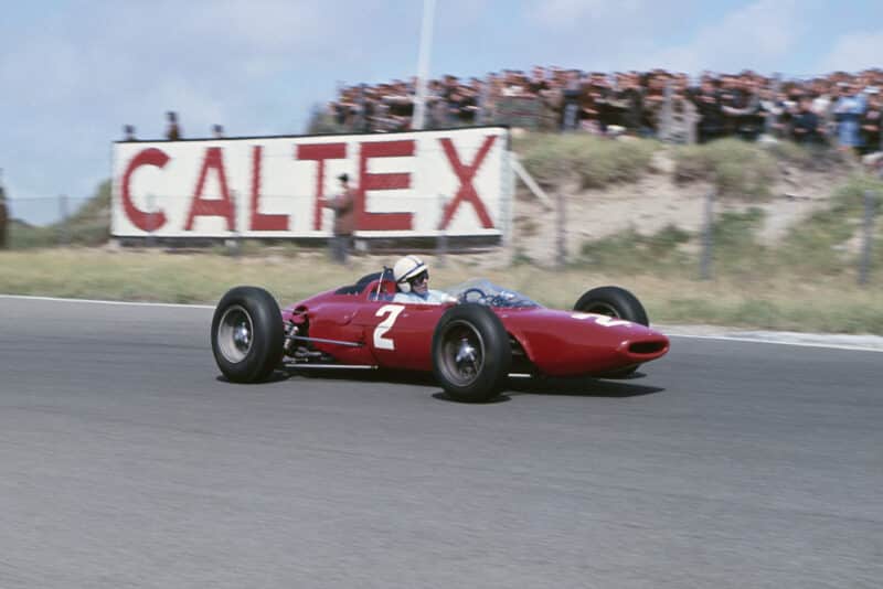 John Surtees at the wheel of his Ferrari Dino 156.