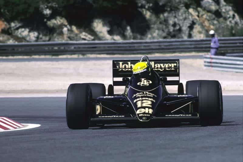 Ayrton Senna in his Lotus 98T finished in 4th place.