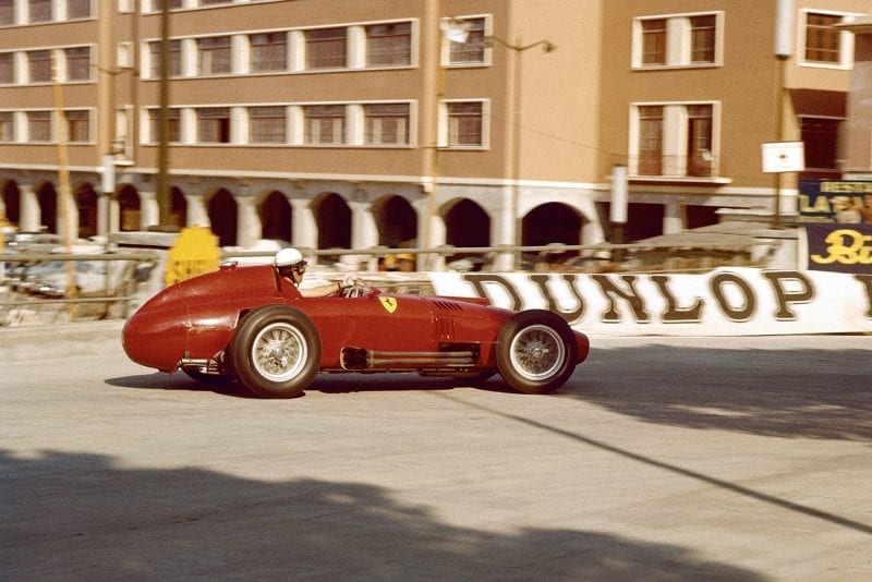 Wolfgang von Trips in his Lancia-Ferrari 80 at the 1957 Monaco Grand Prix.