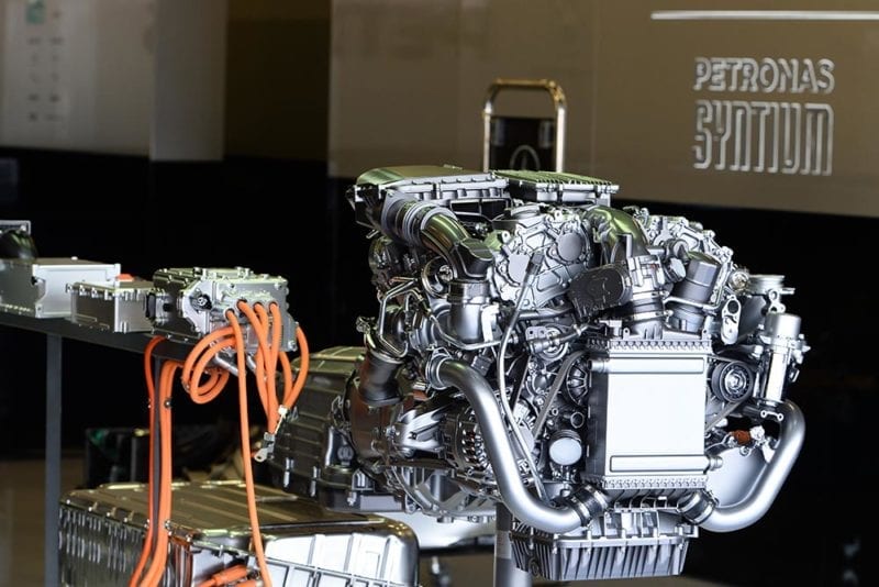 Mercedes engine on display at 2014 F1 testing