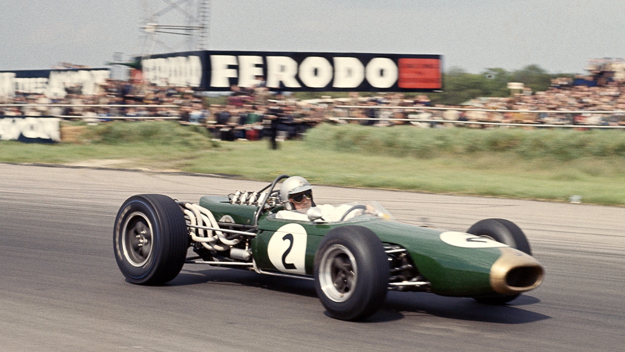 Jack Brabham in BT19 F1 car in 1966 International Trophy race