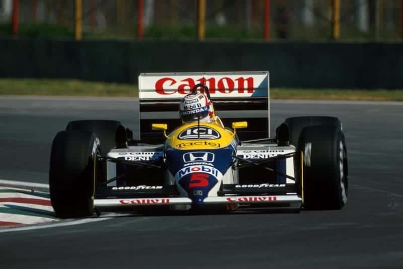 Mexican GP winner Nigel Mansell in his Williams FW11B.