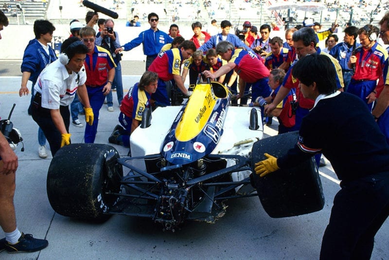 Nigel Mansell suffered a huge crash in practice and had to withdraw from the Japanese Grand Prix.