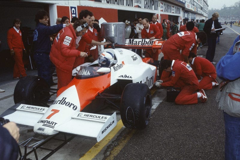 Alain Prost driving a McLaren MP4/2.