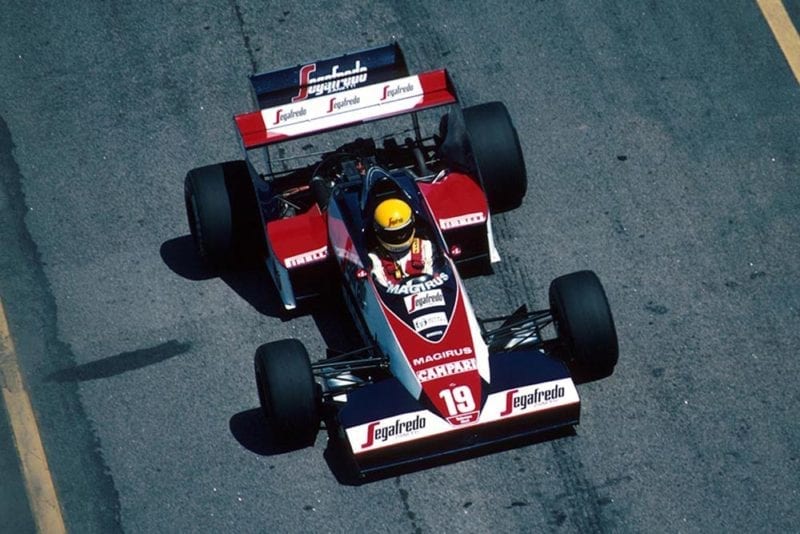 Ayrton Senna in a Toleman TG183B.