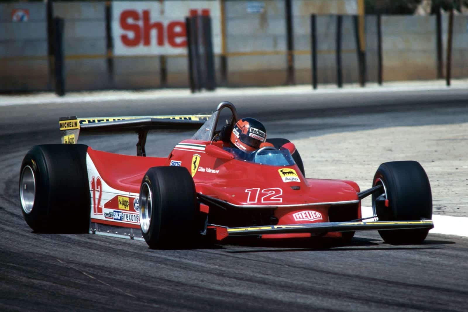 Gilles Villeneuve (Ferrari) driving at the 1979 South African Grand Prix, Kyalami.