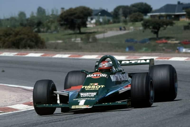 Mario Andretti (Lotus) driving at the 1979 Spanish Grand Prix, Jarama.