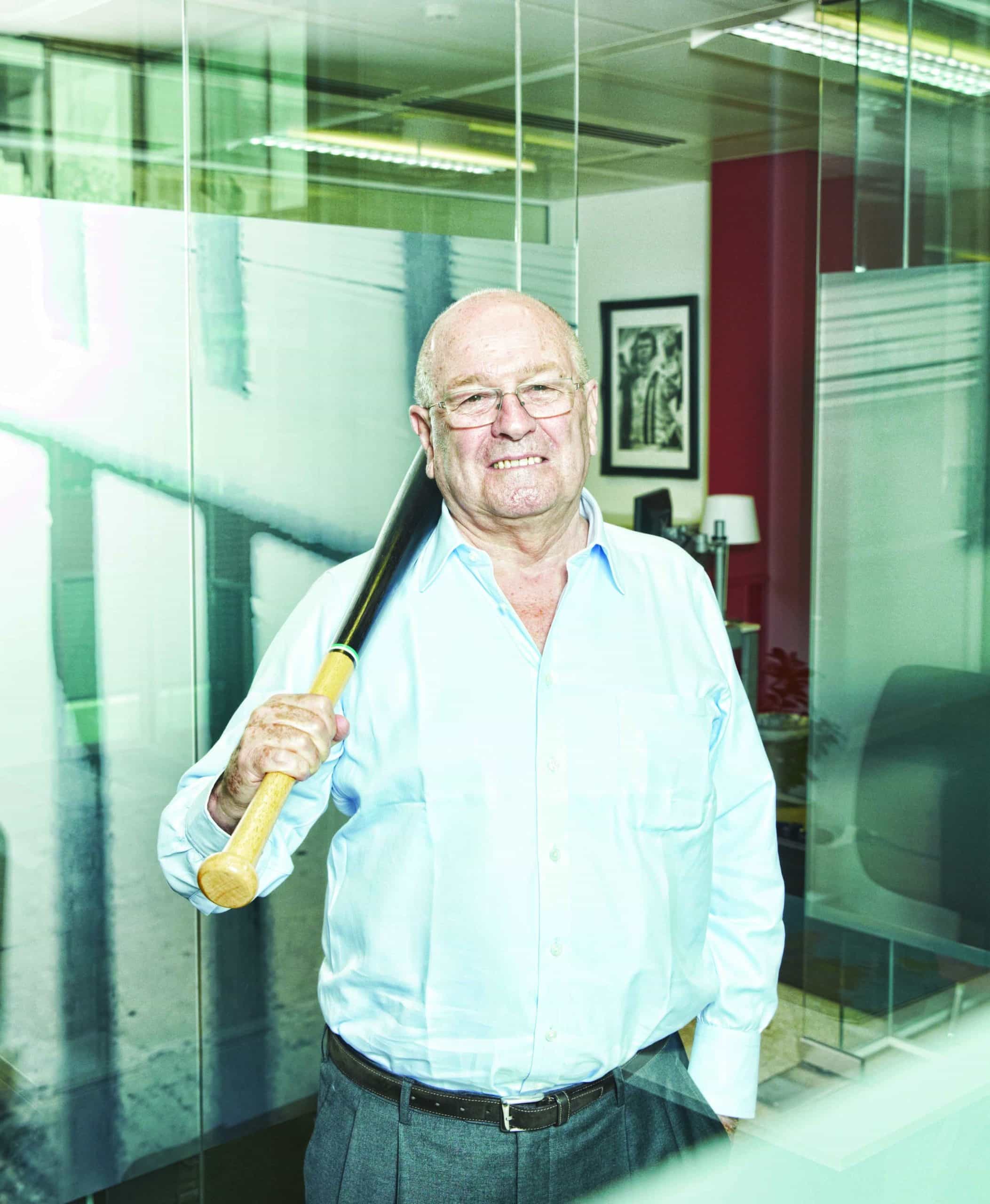 John Hogan with baseball bat