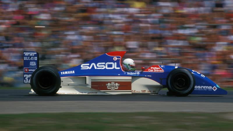 Jordan-F1-driver-Stefano-Modena-at-teh-1992-German-GP-at-Hockenheim