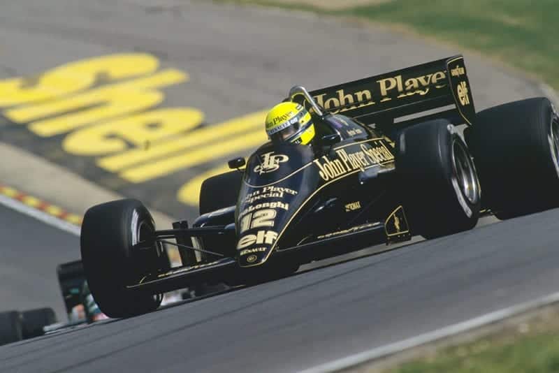 Ayrton Senna retired in his Lotus 98T-Renault.