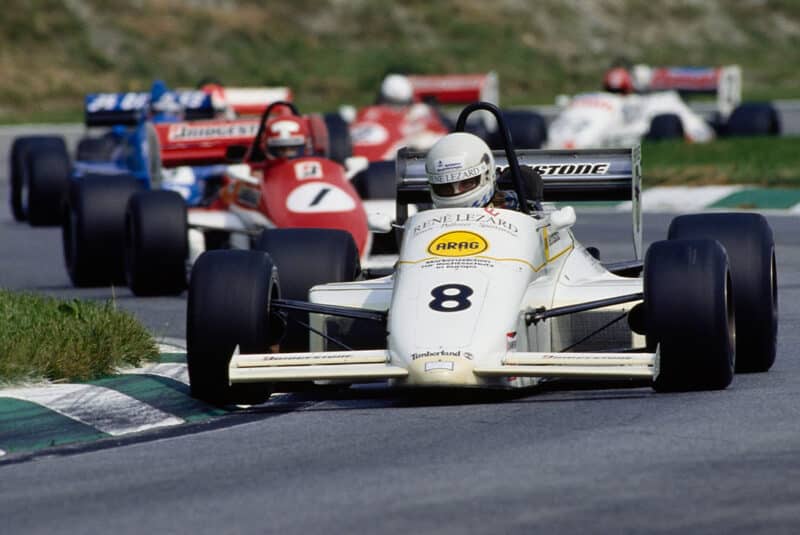 Christian Danner leads in BS Automotive March at 1985 F3000 round