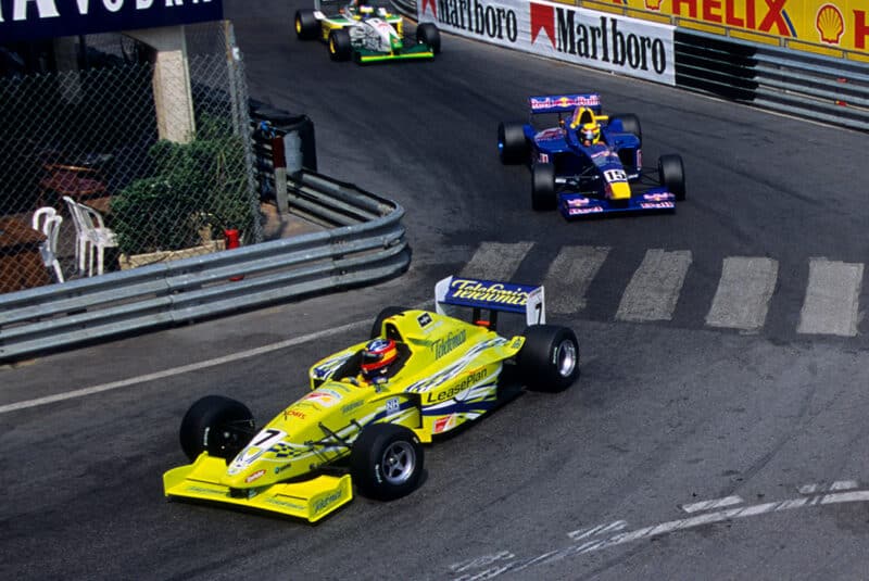 Fernando Alonso on track at Monaco in 2000 F3000 round