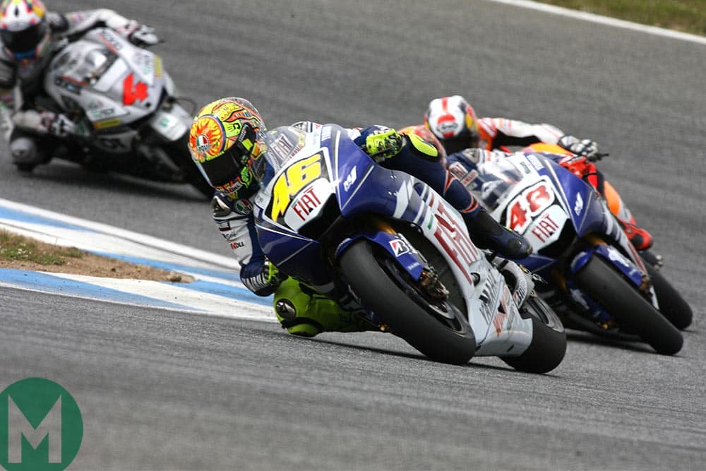 Valentino Rossi racing at 2008 Portuguese MotoGP Estoril