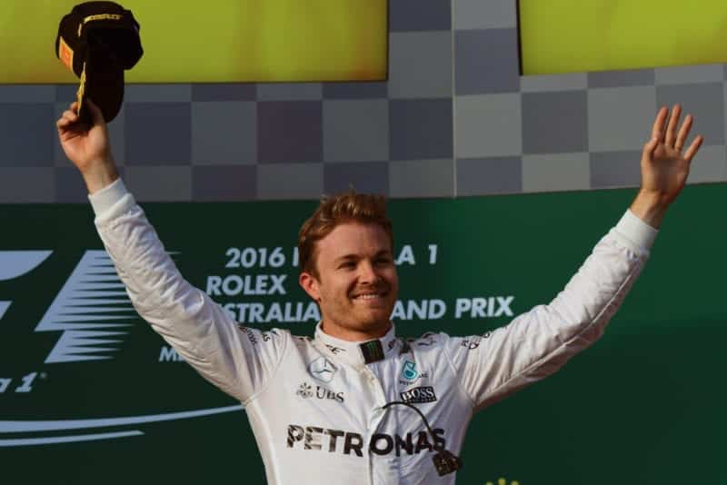 Nico Rosberg celebrates his win in Melbourne