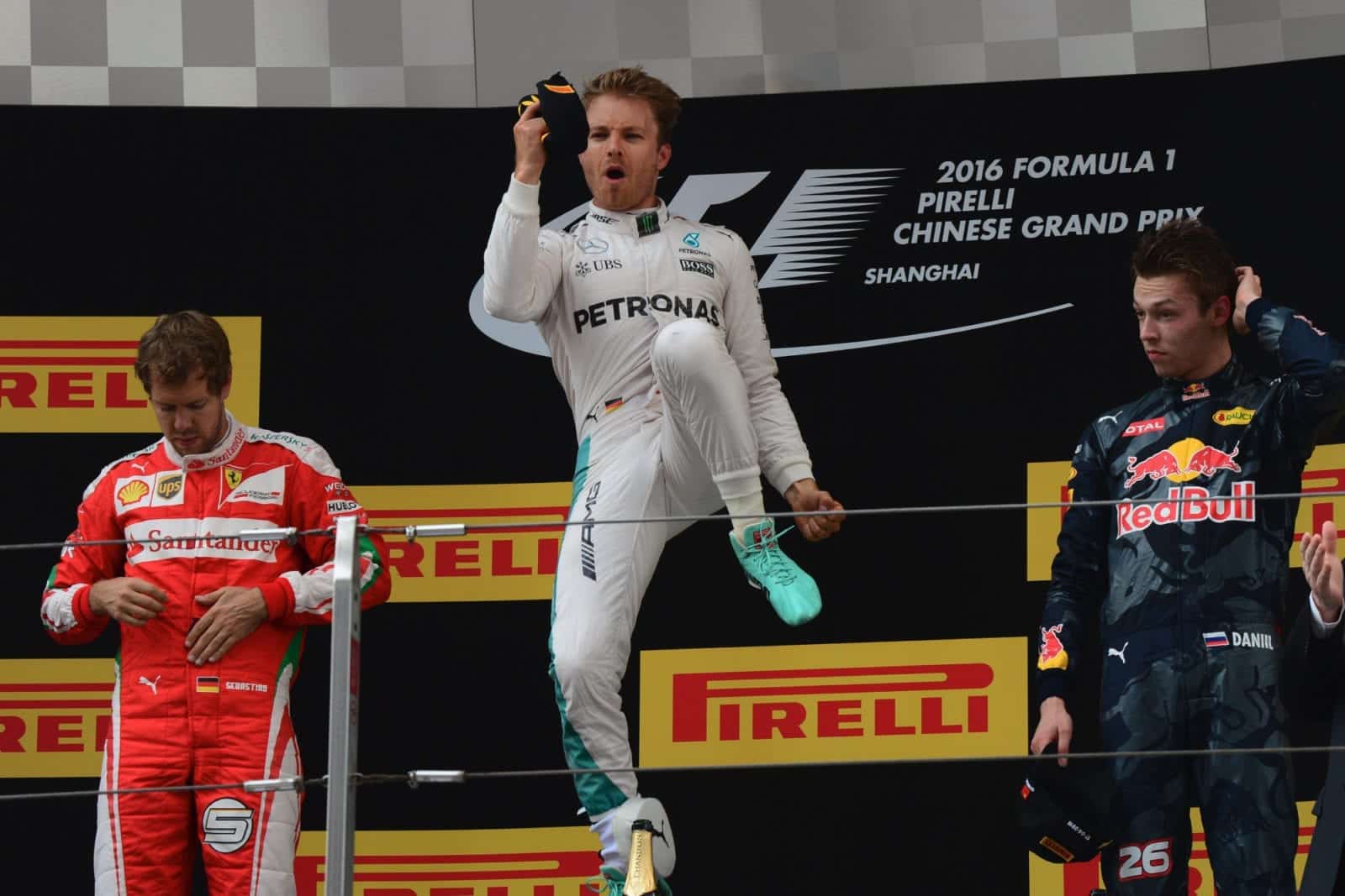 Nico Rosberg jumping in celebration