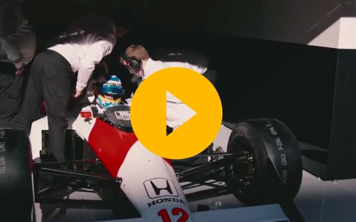 Alonso drives the ex-Senna McLaren MP4/4