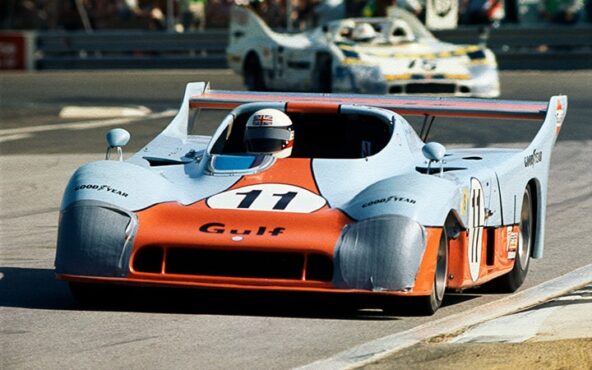 Derek Bell celebrates his first win at Le Mans
