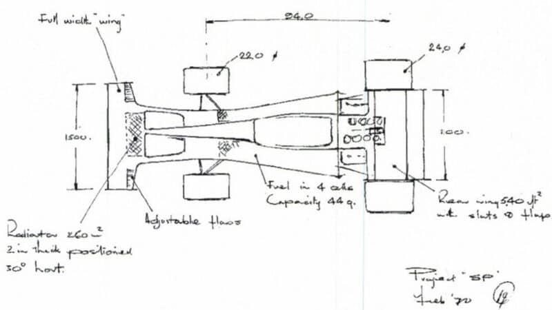Derek Gardner Tyrrell 001 design sketch