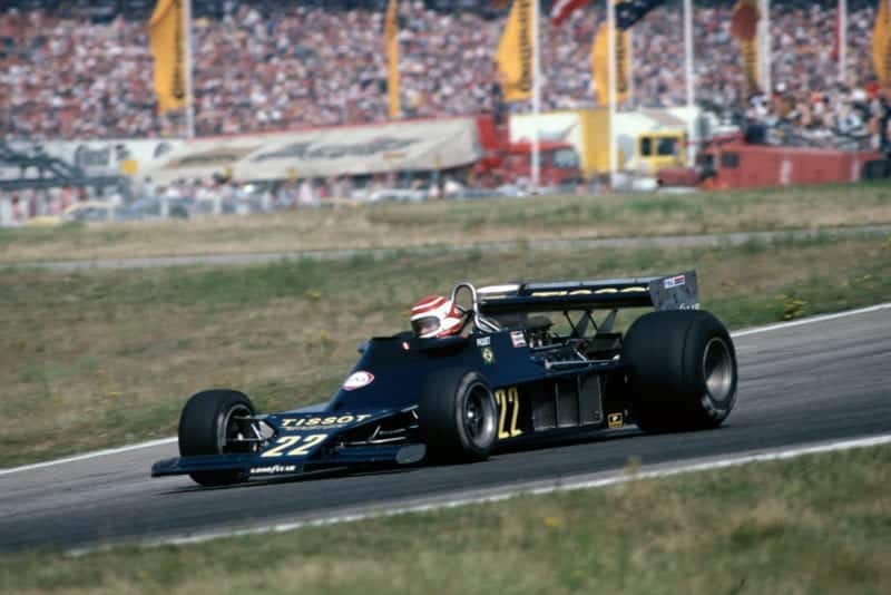 Nelson Piquet (Ensign) driving at the 1978 German Grand Prix, Hockenheim.