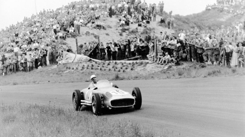 Stirling Moss driving for Mercedes at 1955 Dutch GP, Zandvoort
