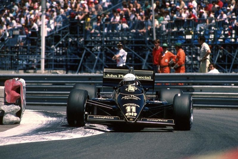Elio De Angelis at the wheel of his Lotus 97T.