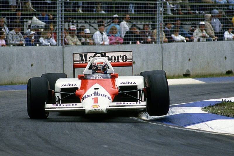 Alain Prost in his Mclaren MP4-2B.
