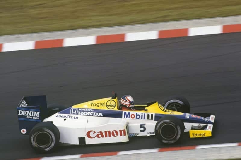 Nigel Mansell in his Williams FW10-Honda.