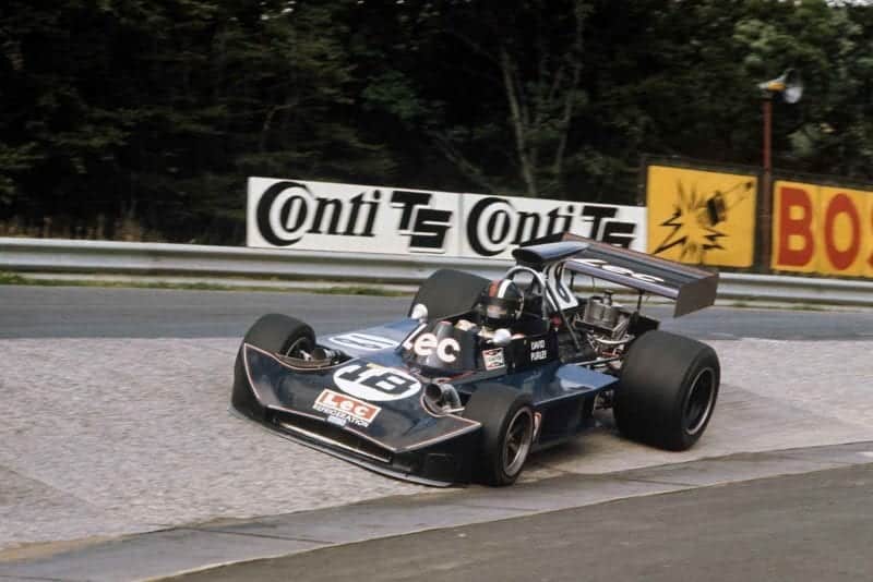 David Purley picks up speed in his Lec-March at the 1973 German Grand Prix Nurburgring Prix