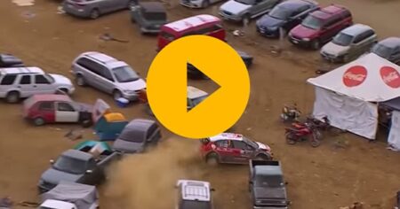 Meeke wins via the car park