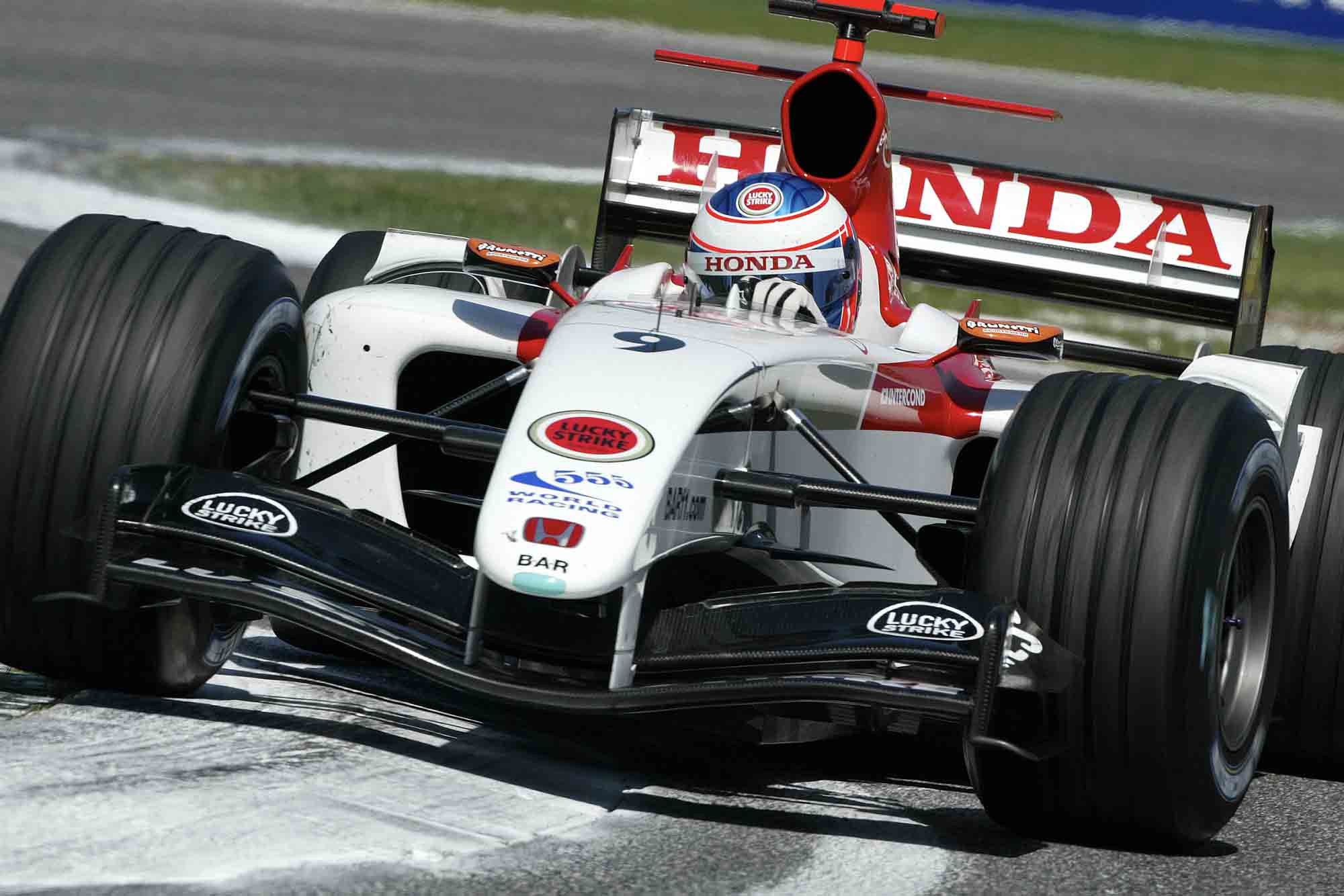 Jenson Button rides the chicane in his BAR-Honda at 2004 San Marino GP