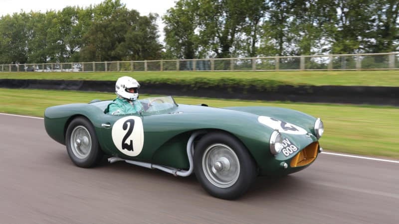 Aston Martin DB3S on track at Goodwood in 2016