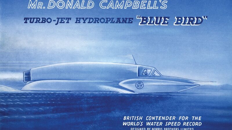 6 Poster of Donald Campbell at Lake Coniston with Bluebird