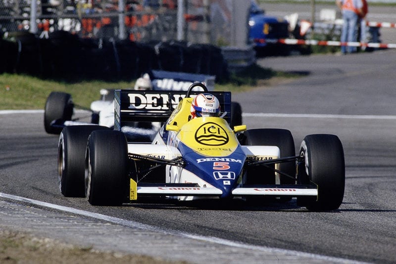 Nigel Mansell in his Williams FW10 Honda.