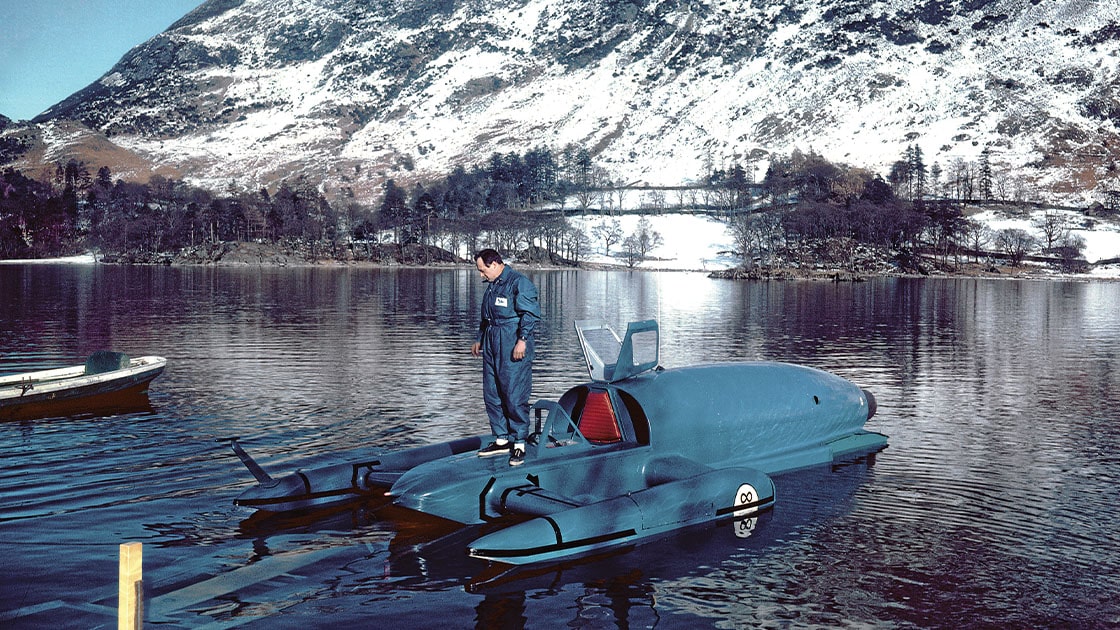 Donald Campbell at Lake Coniston with Bluebird