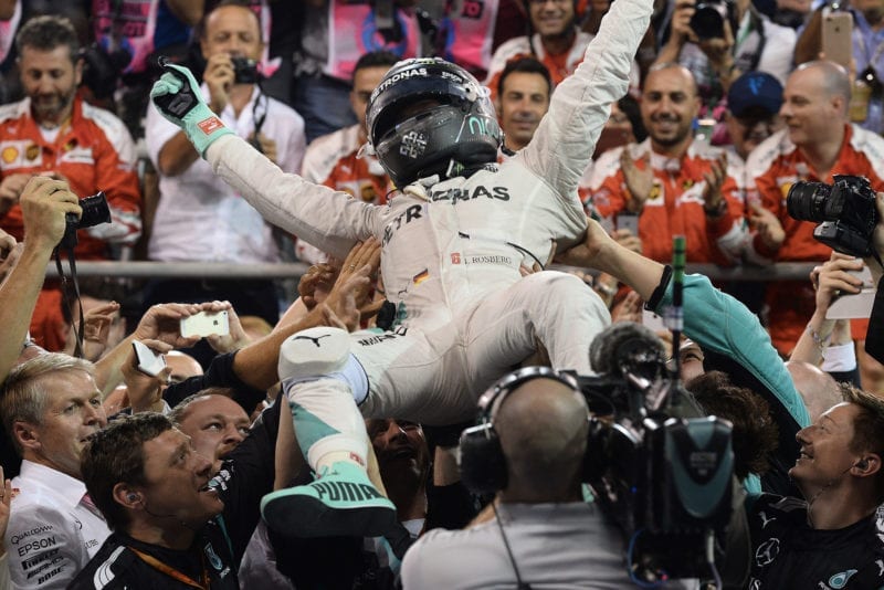 Nico Rosberg Mercedes celebrates 2016 Abu Dhabi Grand Prix