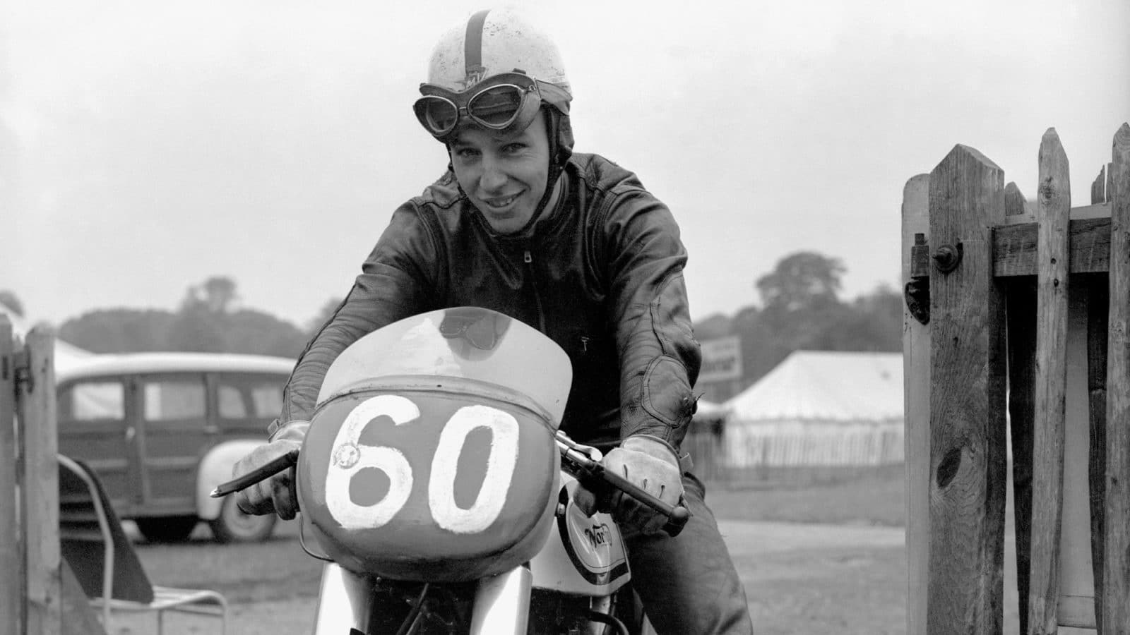 John Surtees on motorbike at Crystal Palace 1957