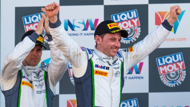 Guy Smith and Steven Kane on the posium at the 2017 Bathurst 12 Hours