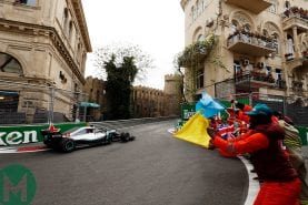 Hamilton wins Azerbaijan GP amid chaos