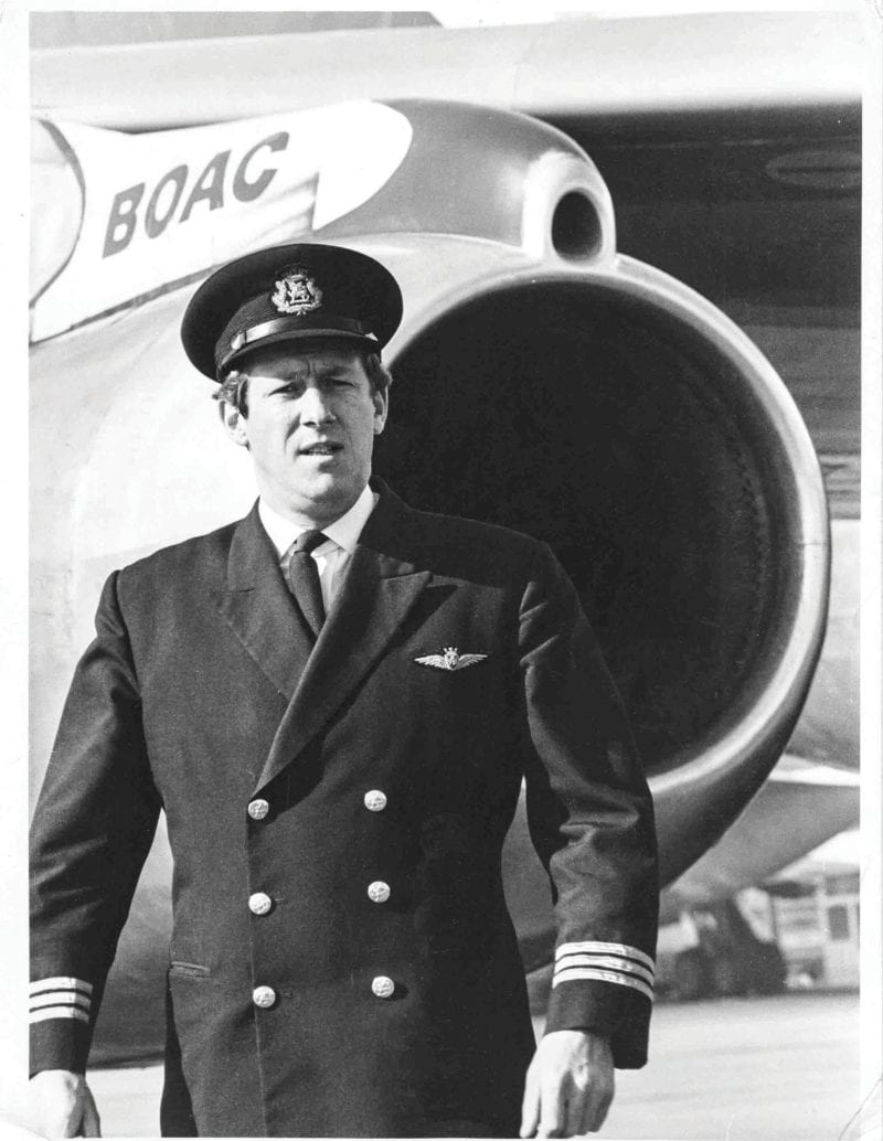 HD-BOAC—As-Senior-First-Officer-in-front-of-B707-436-R-R-Conway-engine-circa-1969—2nov17